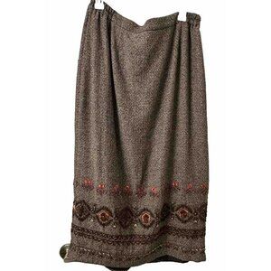 VTG  Chancelle Woman’s 16 Tweed Embroidered Beaded Maxi  Skirt Dark Academia Y2K